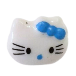 Knoflík dětský - Kočička s modrou mašlí, 1 ks