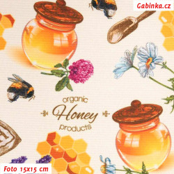 Kočárkovina Premium - organic Honey products na smetanové, šíře 155 cm, 10 cm, ATEST 1