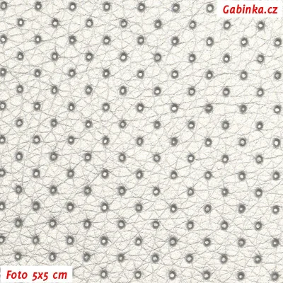 Koženka SOFT lisované puntíky 1 mm - Stříbrná, rub vatelín, šíře 140 cm, 10 cm, 5x5cm