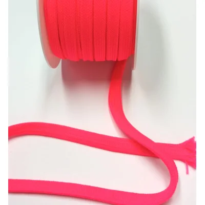 Šňůrka plochá, PES průměr 10 mm - reflexní růžová, 1 m