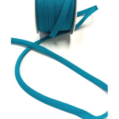 Šňůrka plochá, PES průměr 10 mm - tyrkysová, 1 m