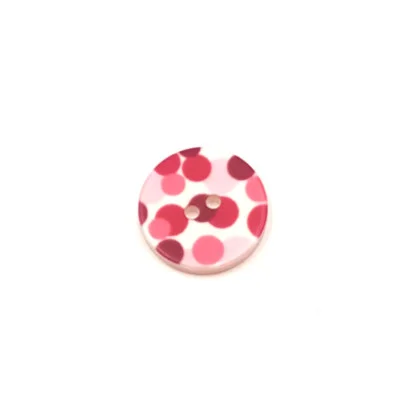 Knoflík dětský - Růžové puntíčky, 1 ks