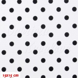 Kočárkovina MAT - Malé puntíky černé na bílé, šíře 160 cm, 10 cm, ATEST 1