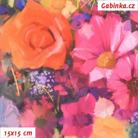 Kočárkovina Premium, Růže a květiny, 15x15cm
