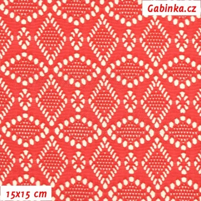 Krajka elastická, červená, 15x15cm