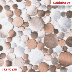 Waterproof Fabric Premium - Stones Brown and White, width 155 cm, 10 cm, Certificate 1