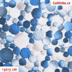 Waterproof Fabric Premium - Stones Blue and Gray, width 155 cm, 10 cm, Certificate 1