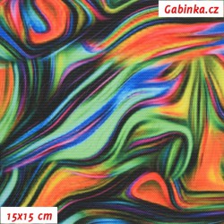 Waterproof Fabric Premium - Abstract Painting Green-Orange, width 155 cm, 10 cm, Certificate 1