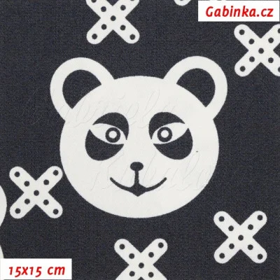 Riflovina, Pandy s křížky na tm. modré, 15x15 cm