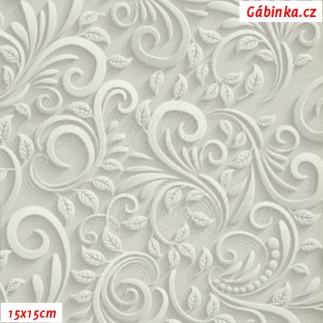 Koženka, Ornamenty na světle šedé, DSOFT 08, 15x15 cm