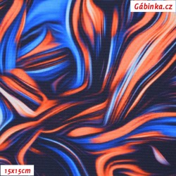 Kočárkovina Premium - Abstraktní malba oranžovomodrá, šíře 155 cm, 10 cm, ATEST 1