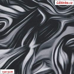 Kočárkovina Premium - Abstraktní malba černobílá, šíře 155 cm, 10 cm, ATEST 1