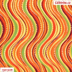 Americká bavlna - Oranžové vlnky, šíře 110 cm, 10 cm