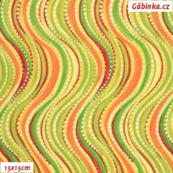 Americká bavlna - Zelené vlnky, foto 15x15 cm