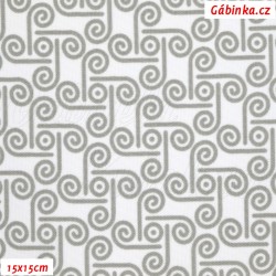Zbytek kočárkoviny - Půlspirálky šedé na bílé, délka 40 cm, šíře 160 cm