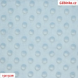 Plyš MINKY - puntíky kovově bleděmodré, 15x15 cm