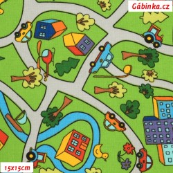Cotton - Road, City with Greenery, width 140 cm, 10 cm, Certificate 1