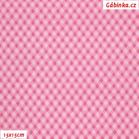 Plátno - Kosočtverečky růžové, 15x15 cm