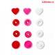 Patentky "Color snaps" 12,4 mm PRYM LOVE 393 031, srdíčka červená bílá a růžová, 30 ks - sada