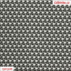 Plátno - Pavoučci bílí na černé, Atest 1, gr.165, šíře 150 cm, 10 cm