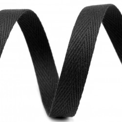Twill ribbon BA/PAD - Black, width 12 mm, 1 m, Certificate 1