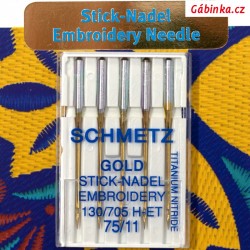 Ihly Schmetz - GOLD EMBROIDERY 130/705 H-ET, 75/11, titanium nitride, 5 ks