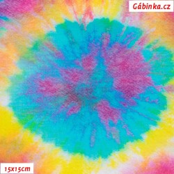 Úplet s EL Digitální tisk - Pestrobarevná batika, ATEST 2, 15x15 cm