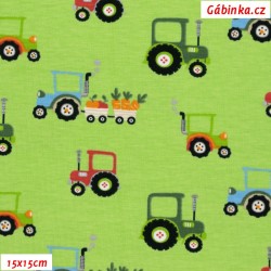 Zbytek úpletu - Traktory na jarní zelené, délka 1 m, šíře 150 cm